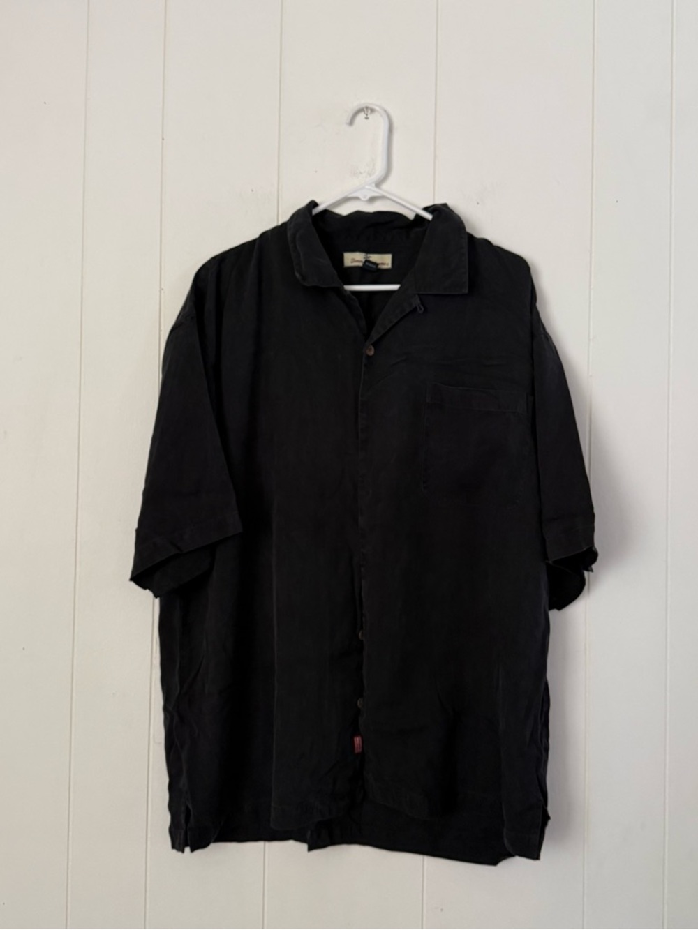 Tommy Bahama Black Short-Sleeve Button-Down Shirt 100% Silk XL Casual Lightweigh